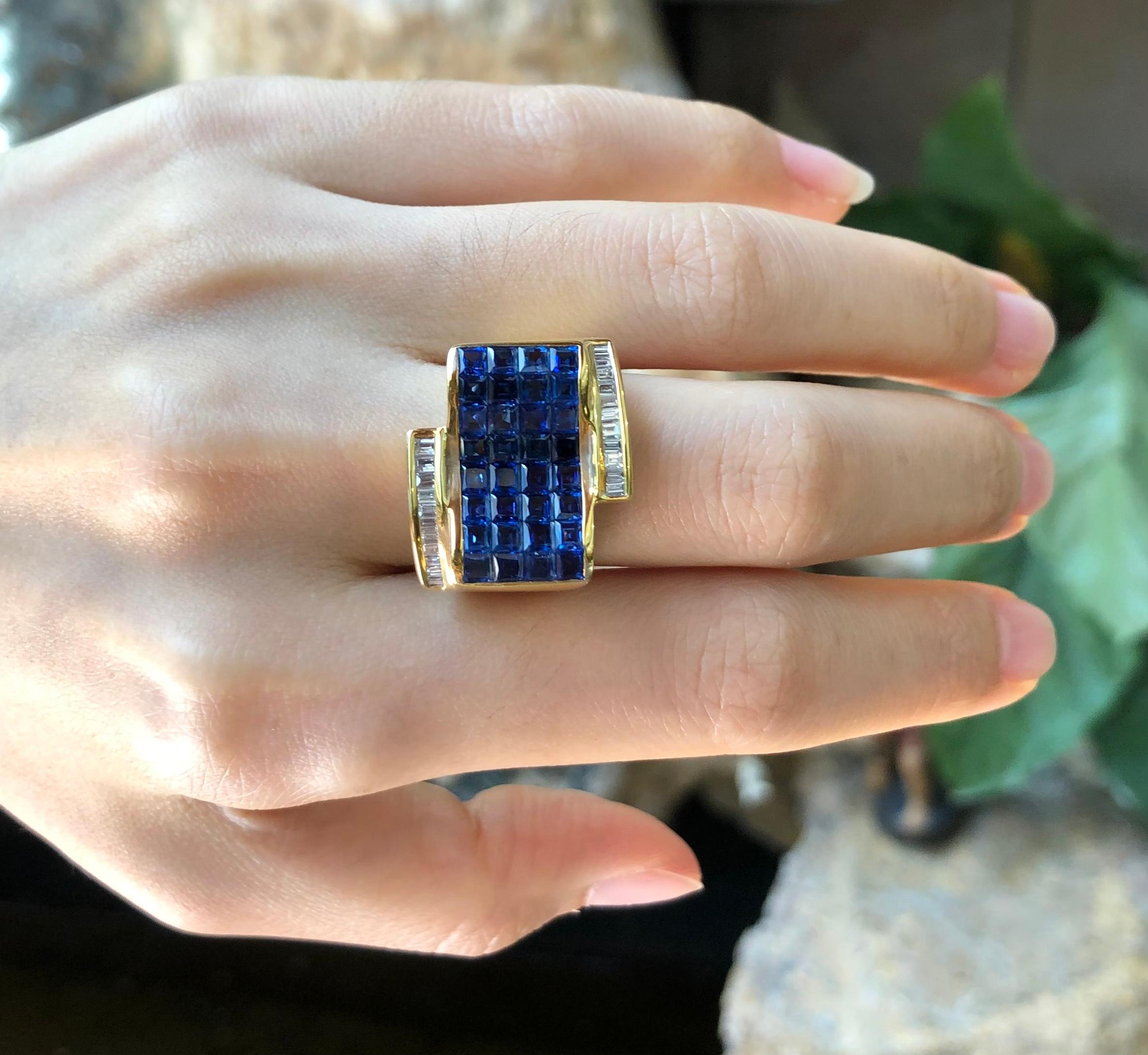 Blauer Saphir mit Diamantring aus 18 Karat Gold in Fassungen für Damen oder Herren im Angebot