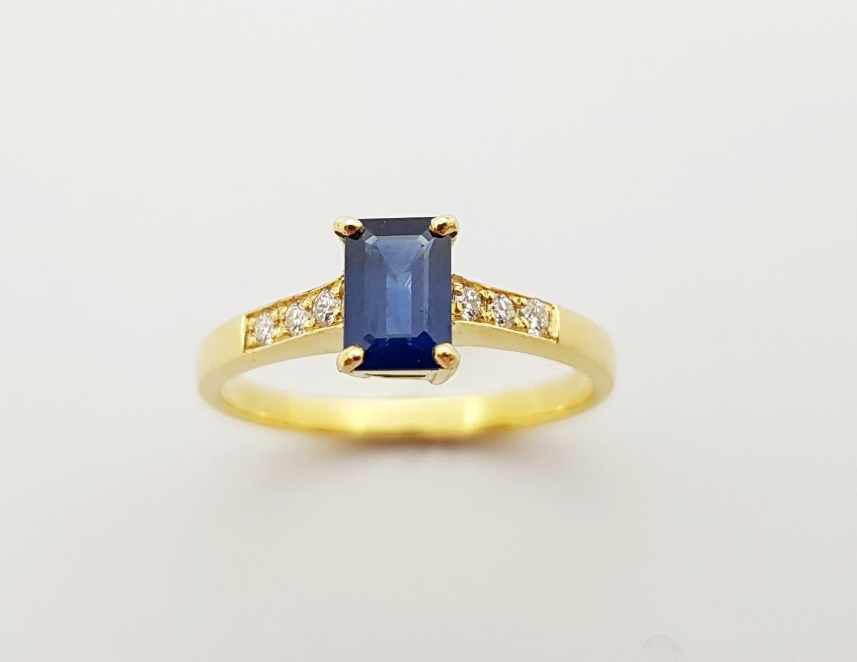 Blauer Saphir mit Diamantring aus 18 Karat Gold in Fassungen im Angebot 2