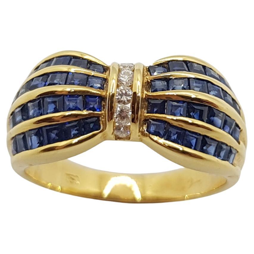 Blue Sapphire with Diamond Ring Set in 18 Karat Gold Settings