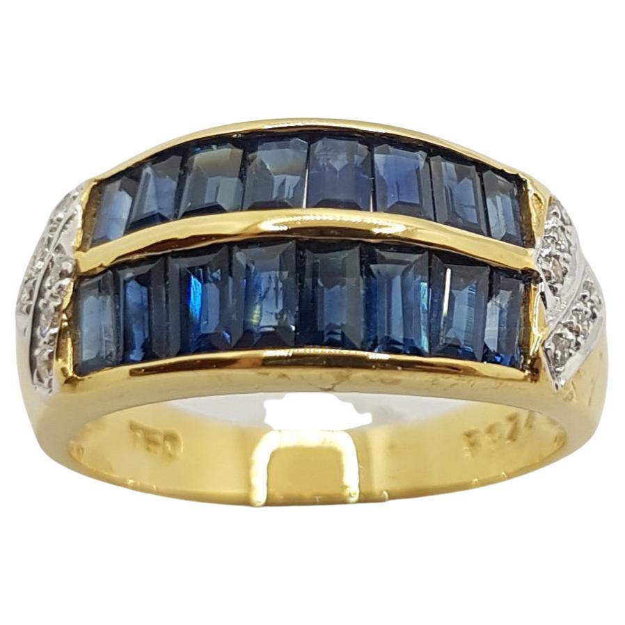 Blue Sapphire with Diamond Ring Set in 18 Karat Gold Settings