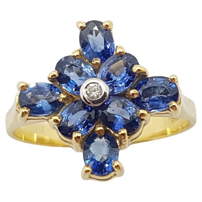 Blue Sapphire with Diamond Ring set in 18 Karat Gold Settings