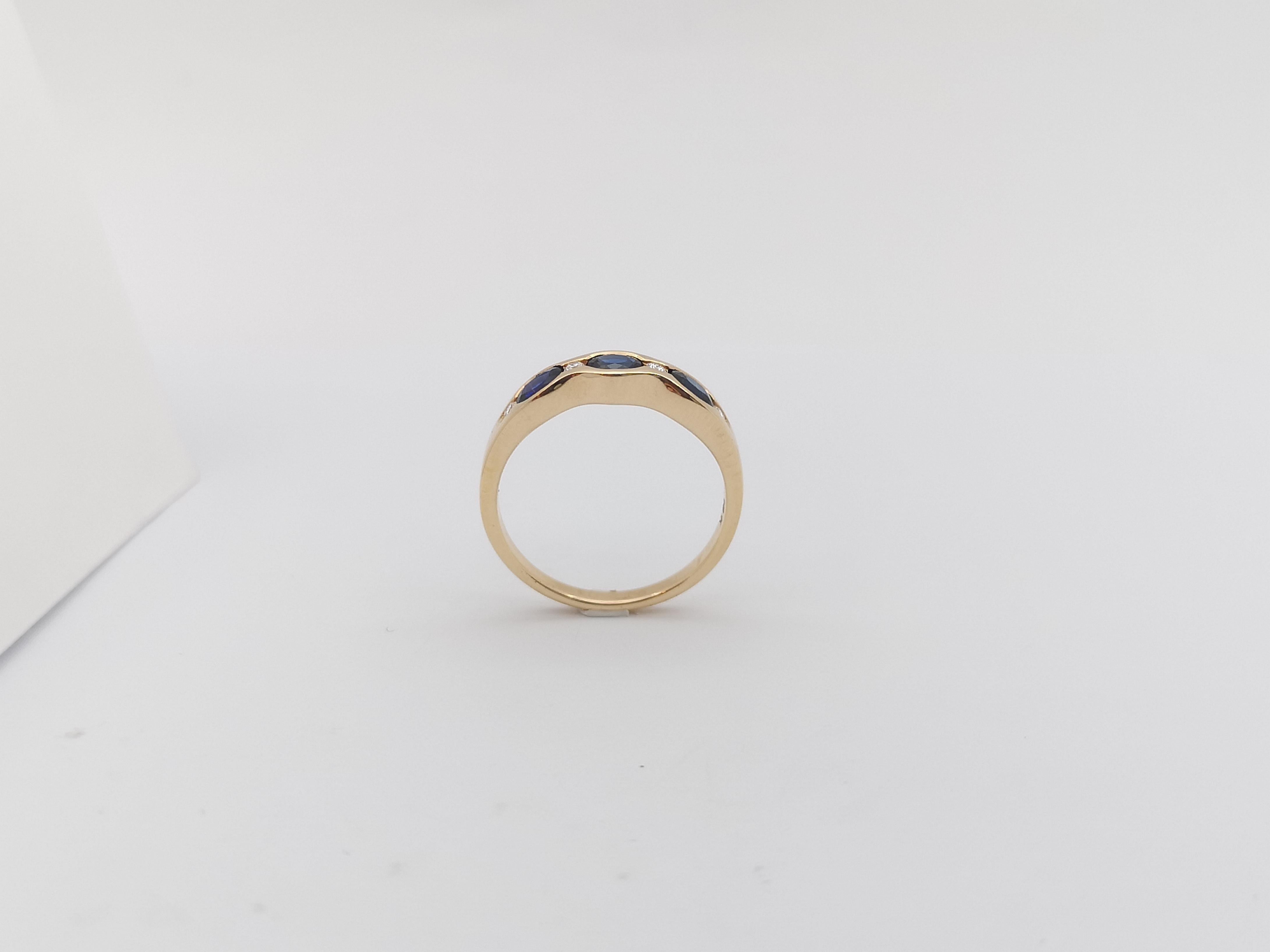 Blue Sapphire with Diamond Ring Set in 18 Karat Rose Gold Settings For Sale 6
