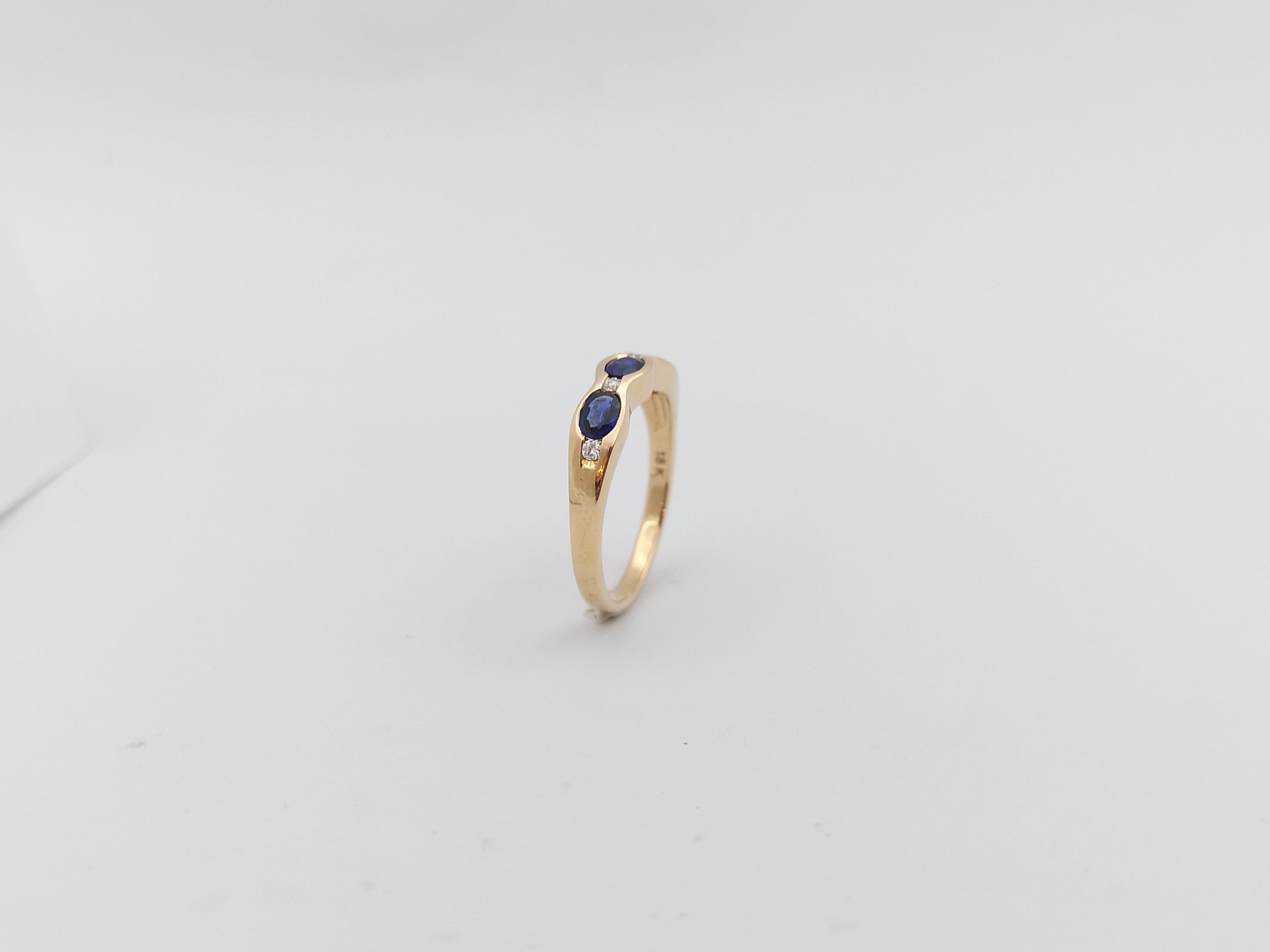 Blue Sapphire with Diamond Ring Set in 18 Karat Rose Gold Settings For Sale 9