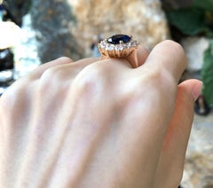 Blue Sapphire with Diamond Ring set in 18 Karat Rose Gold Settings