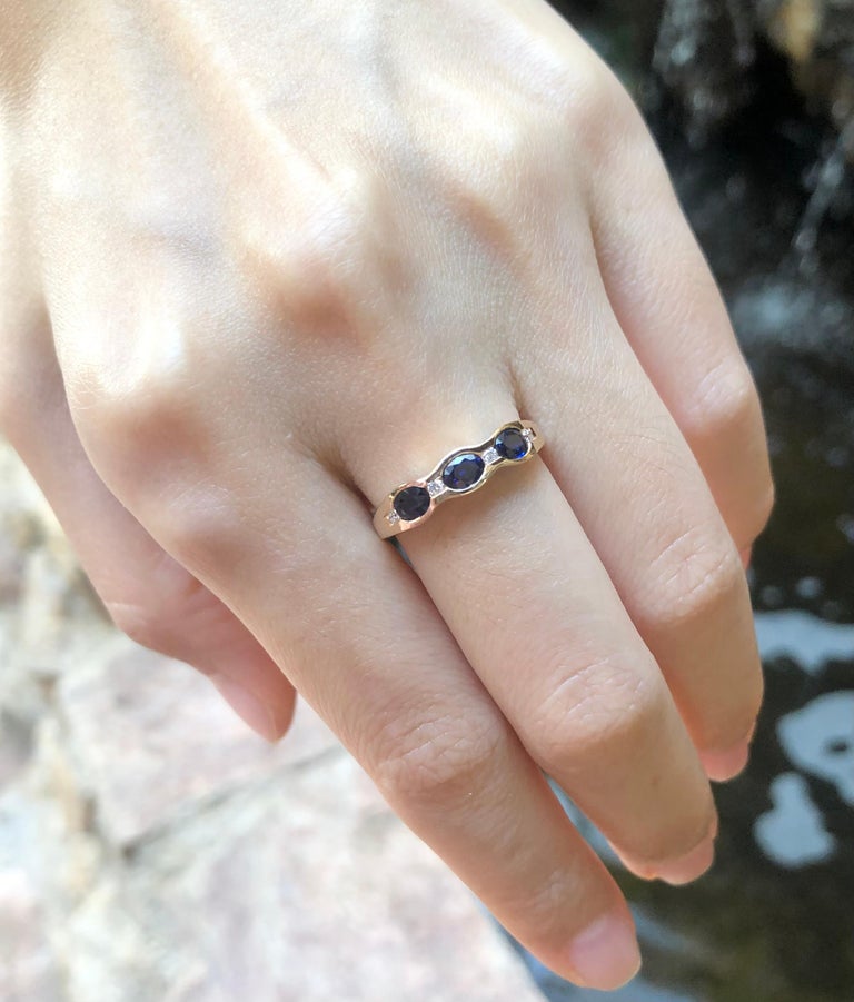 18ct Rose Gold Seven Stone Diamond And Blue Sapphire Ring main image 1