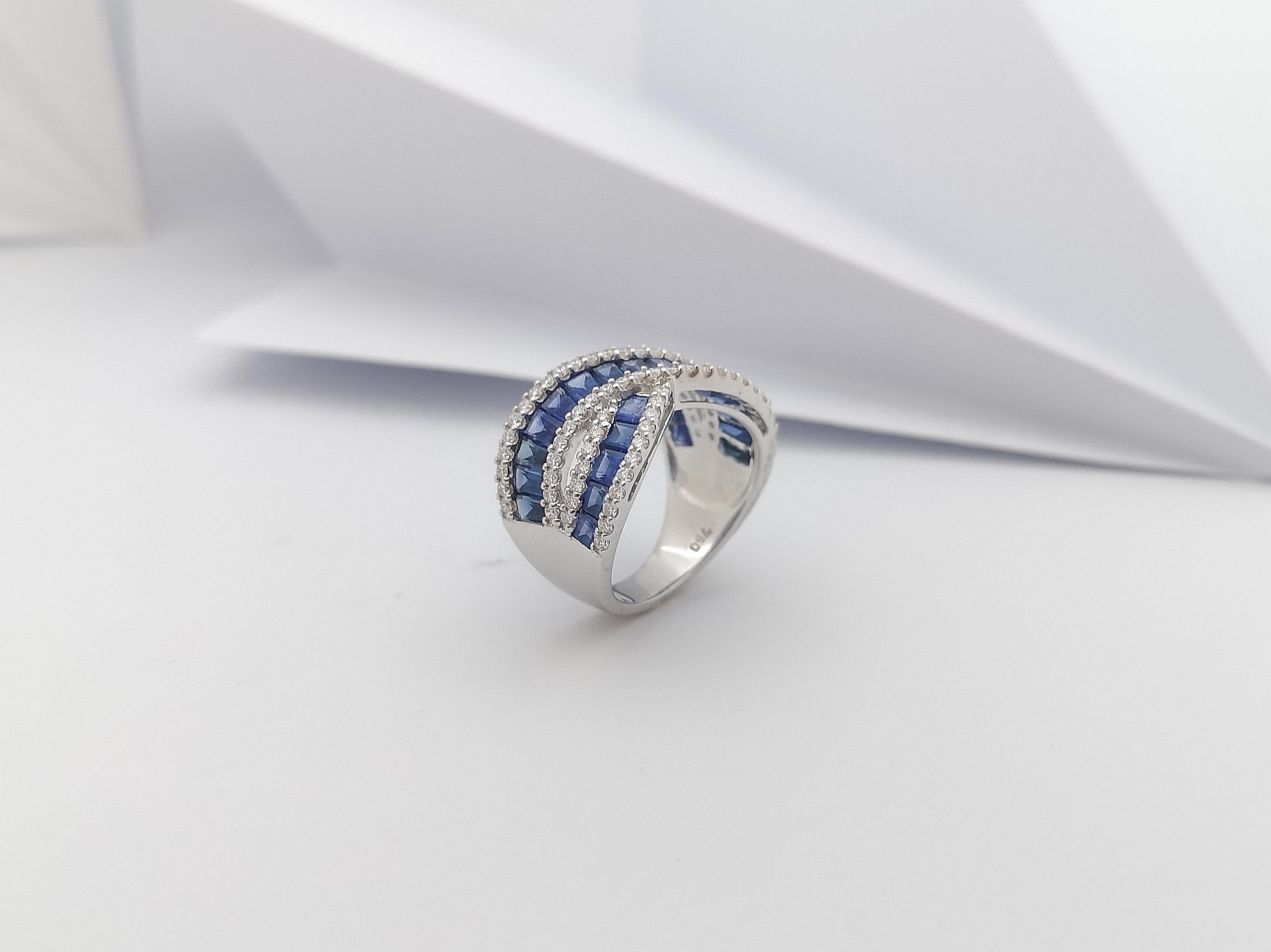 Bague en or blanc 18 carats sertie d'un saphir bleu et de diamants en vente 5