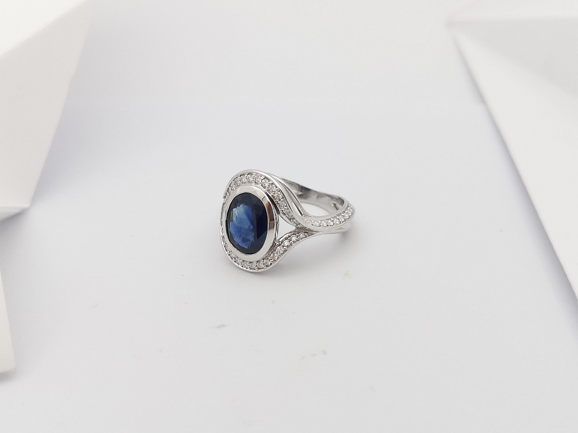 Blauer blauer Saphir mit Diamantring in 18 Karat Weißgoldfassung im Angebot 6