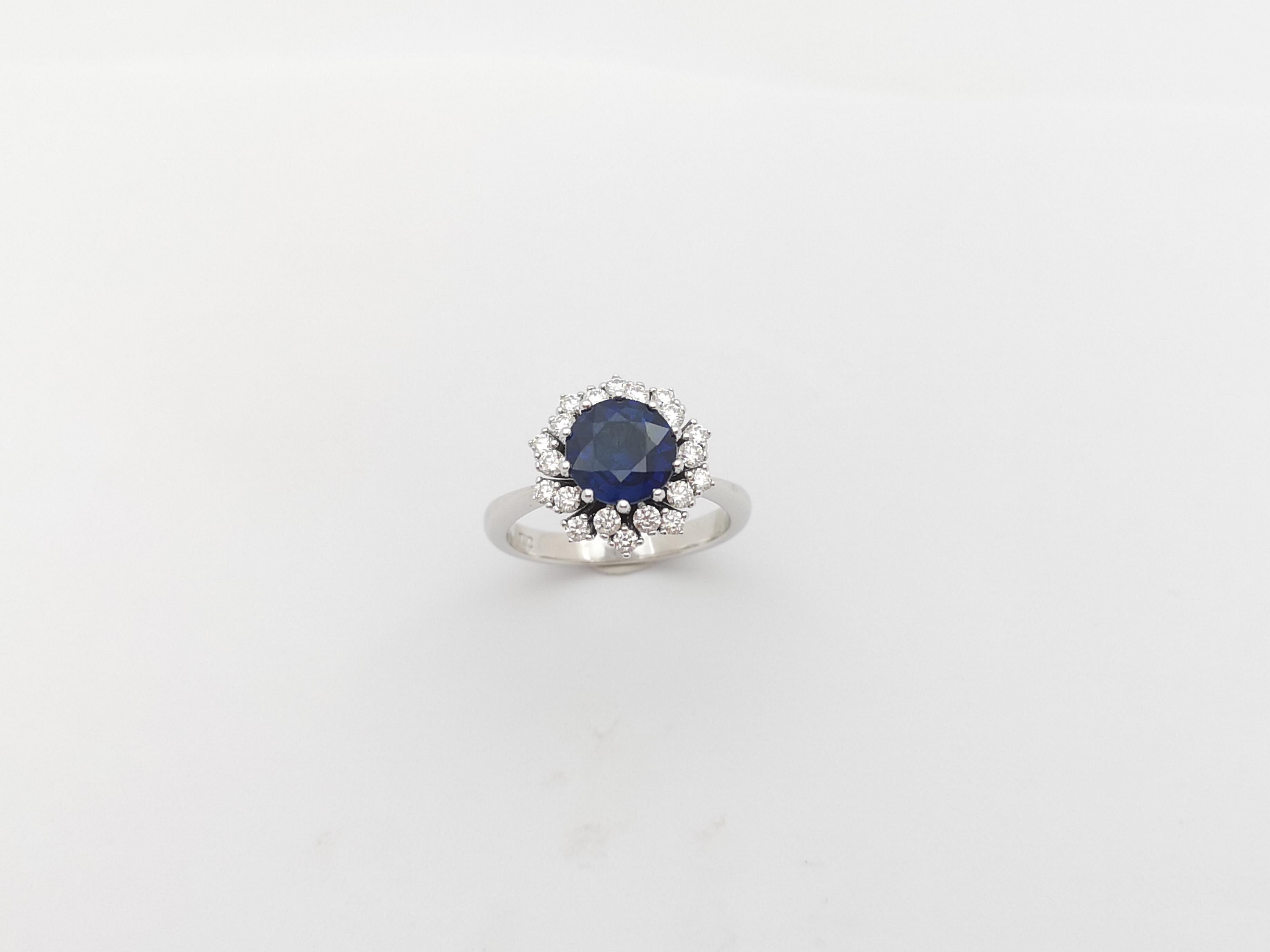 Blauer Saphir mit Diamantring aus 18 Karat Weißgold in Fassungen im Angebot 6