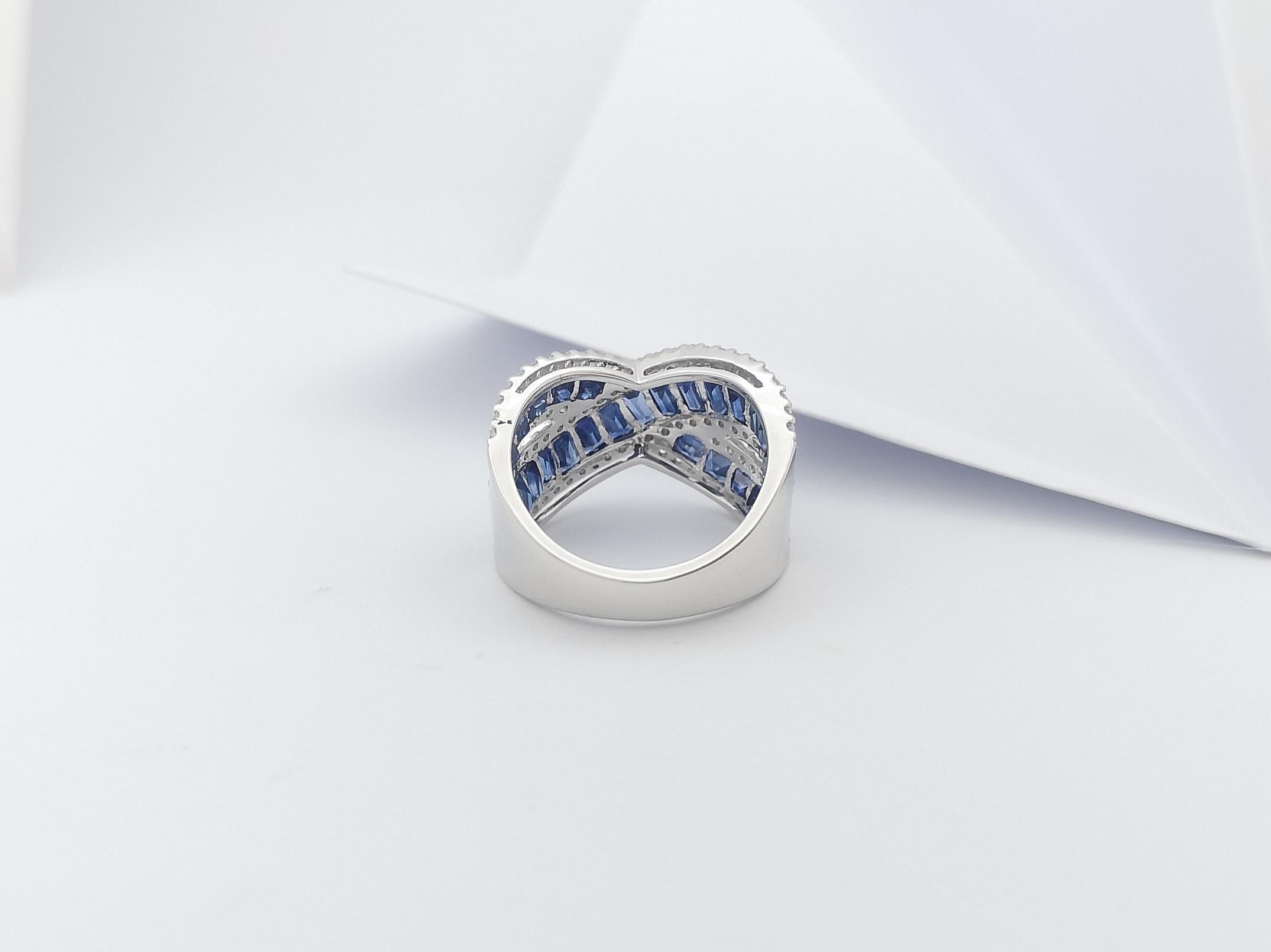 Bague en or blanc 18 carats sertie d'un saphir bleu et de diamants en vente 7