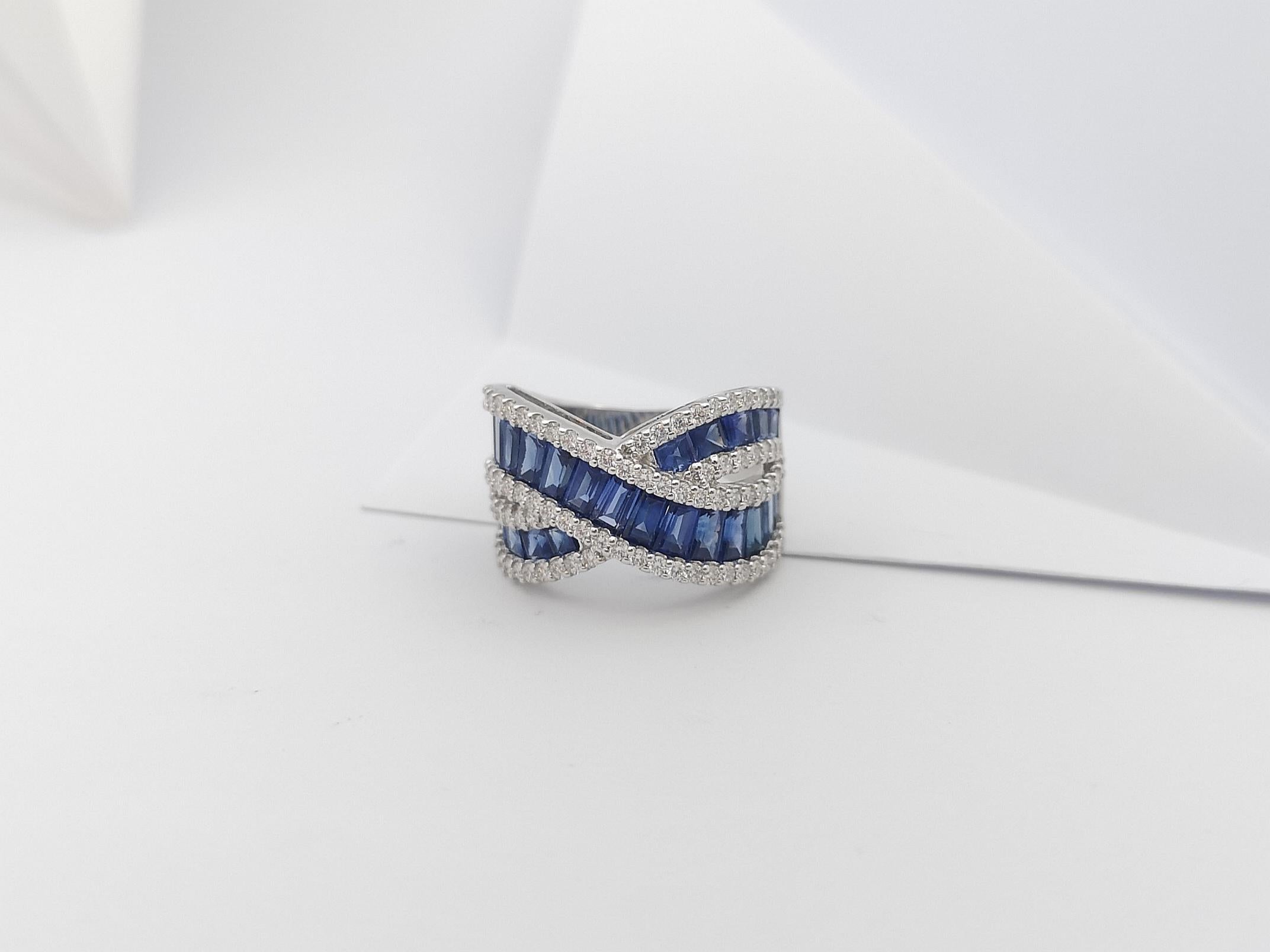 Bague en or blanc 18 carats sertie d'un saphir bleu et de diamants en vente 8