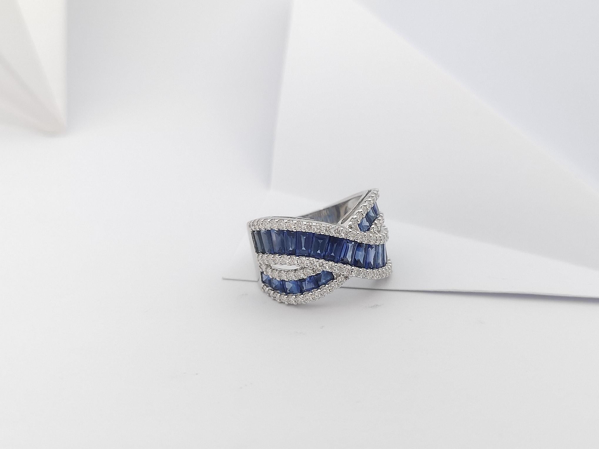 Bague en or blanc 18 carats sertie d'un saphir bleu et de diamants en vente 11