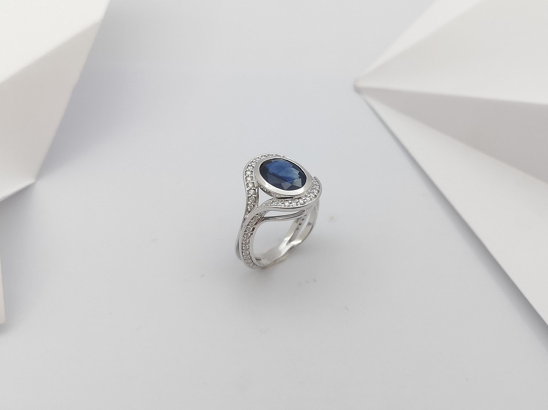 Blauer blauer Saphir mit Diamantring in 18 Karat Weißgoldfassung im Angebot 11