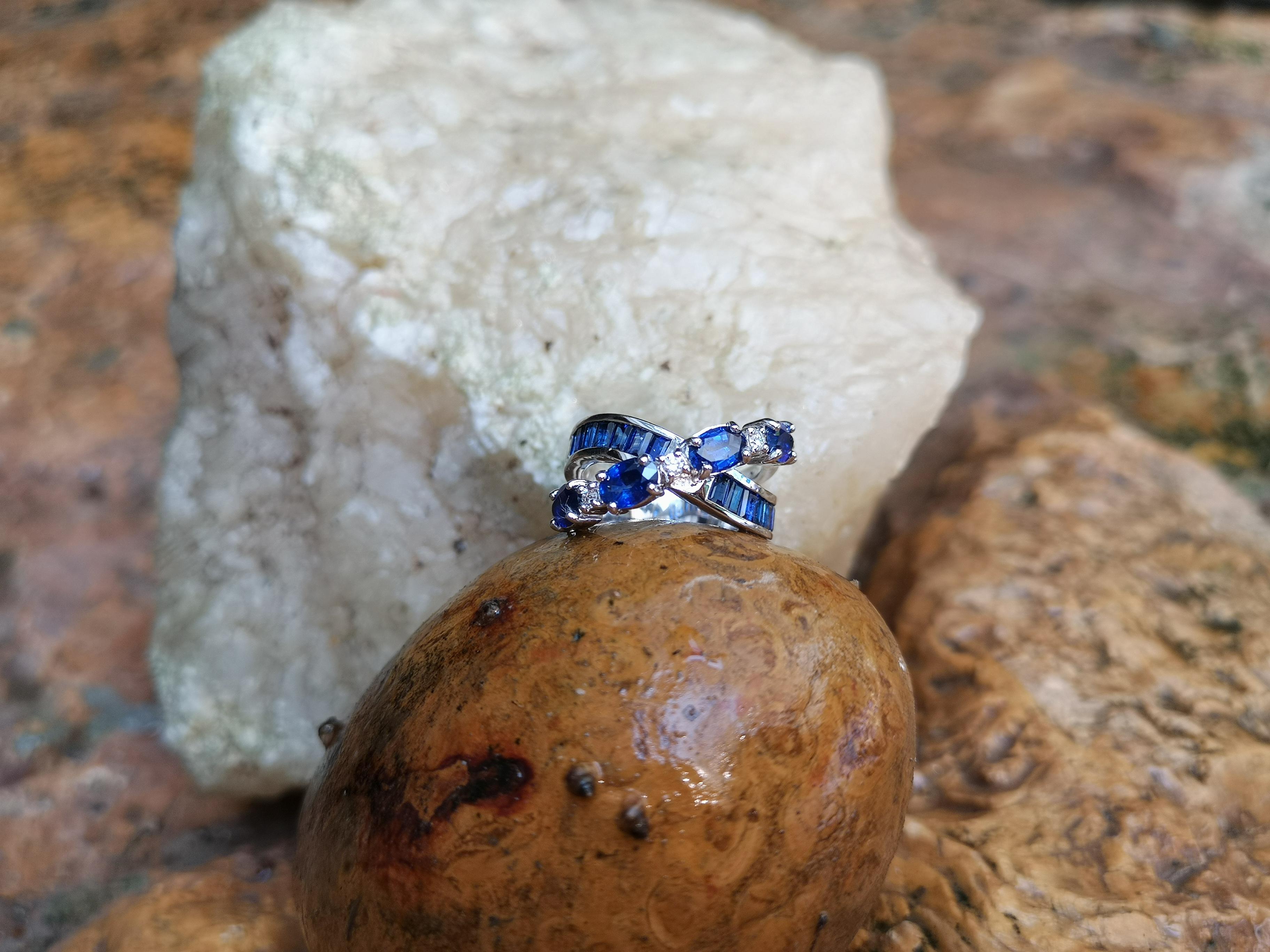 Blue Sapphire 3.7 carats with Diamond 0.10 carat Ring set in 18 Karat White Gold Settings

Width: 2.0 cm
Length: 1.0 cm 
Ring Size: 54

