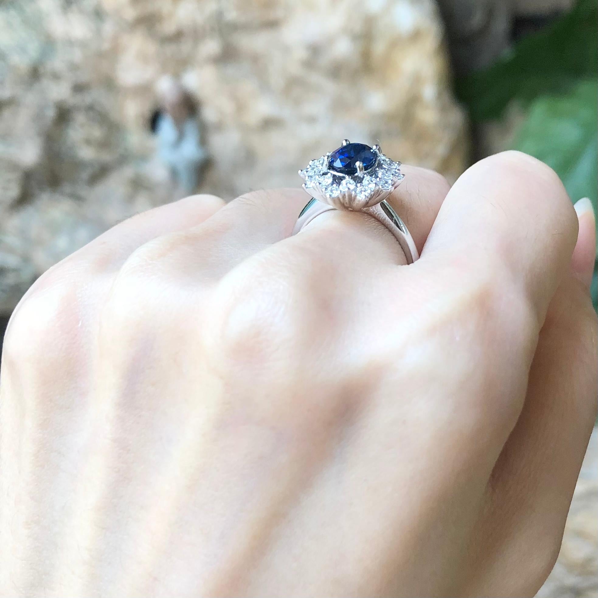 Blue Sapphire 1.86 carats with Diamond 0.54 carat Ring set in 18 Karat White Gold Settings

Width:  1.5 cm 
Length: 1.5 cm
Ring Size: 53
Total Weight: 6.2 grams



