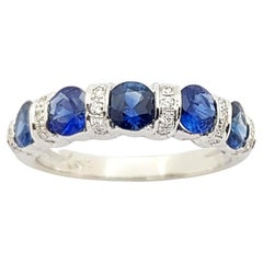 White Sapphire with Diamond Ring Set in 18 Karat White Gold Settings ...