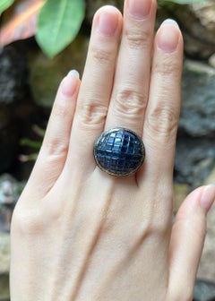 Blue Sapphire with Diamond Ring set in 18K Gold Setting