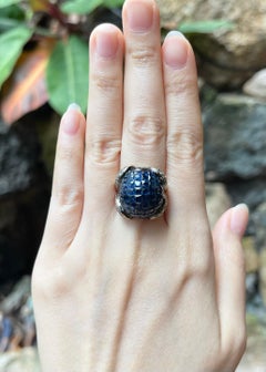 Blue Sapphire with Diamond Ring set in 18K Gold Setting