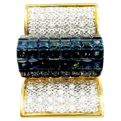 Blue Sapphire with Diamond Ring set in 18K Gold Setting