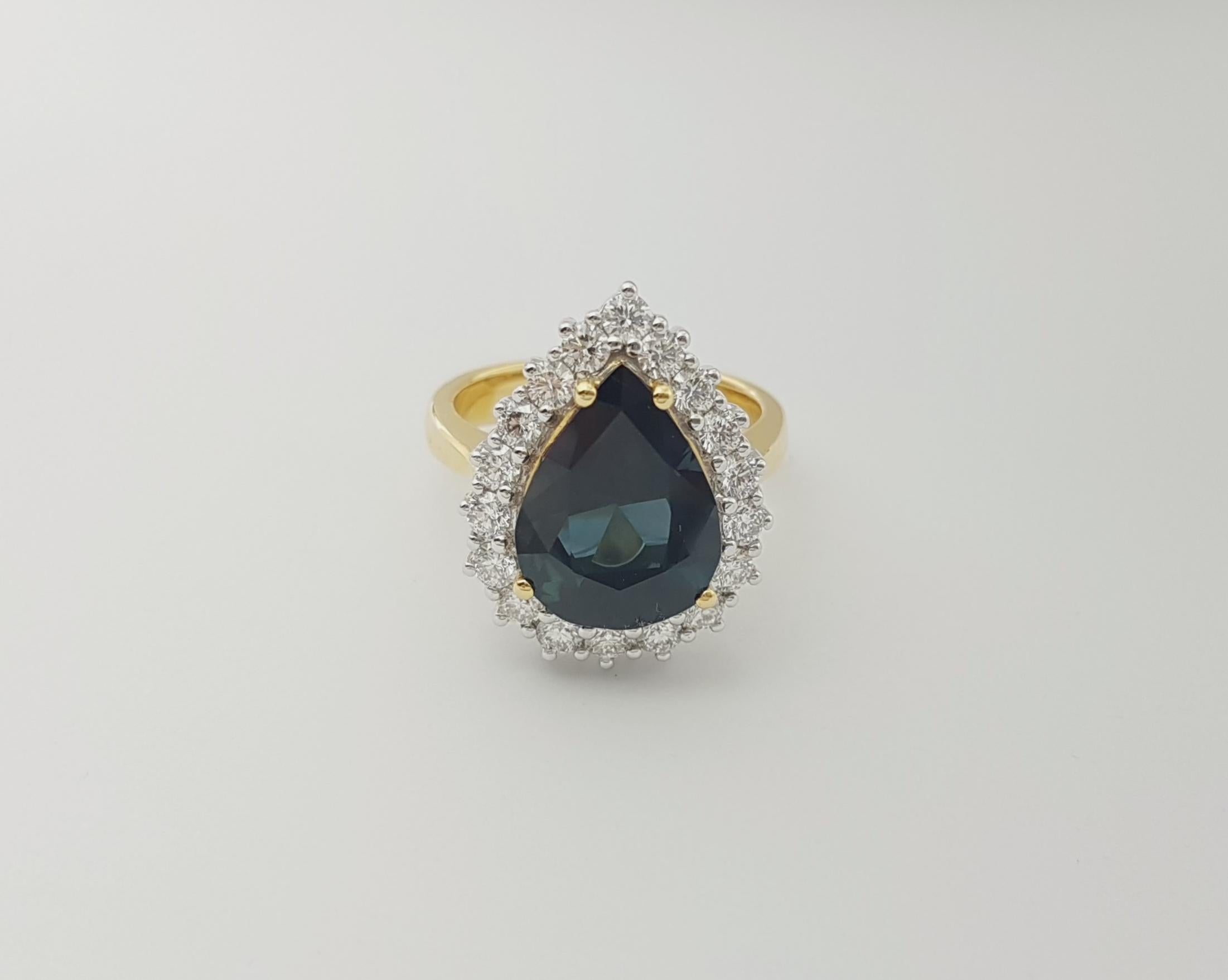 Anello con zaffiro blu e diamante incastonato in oro 18K in vendita 4