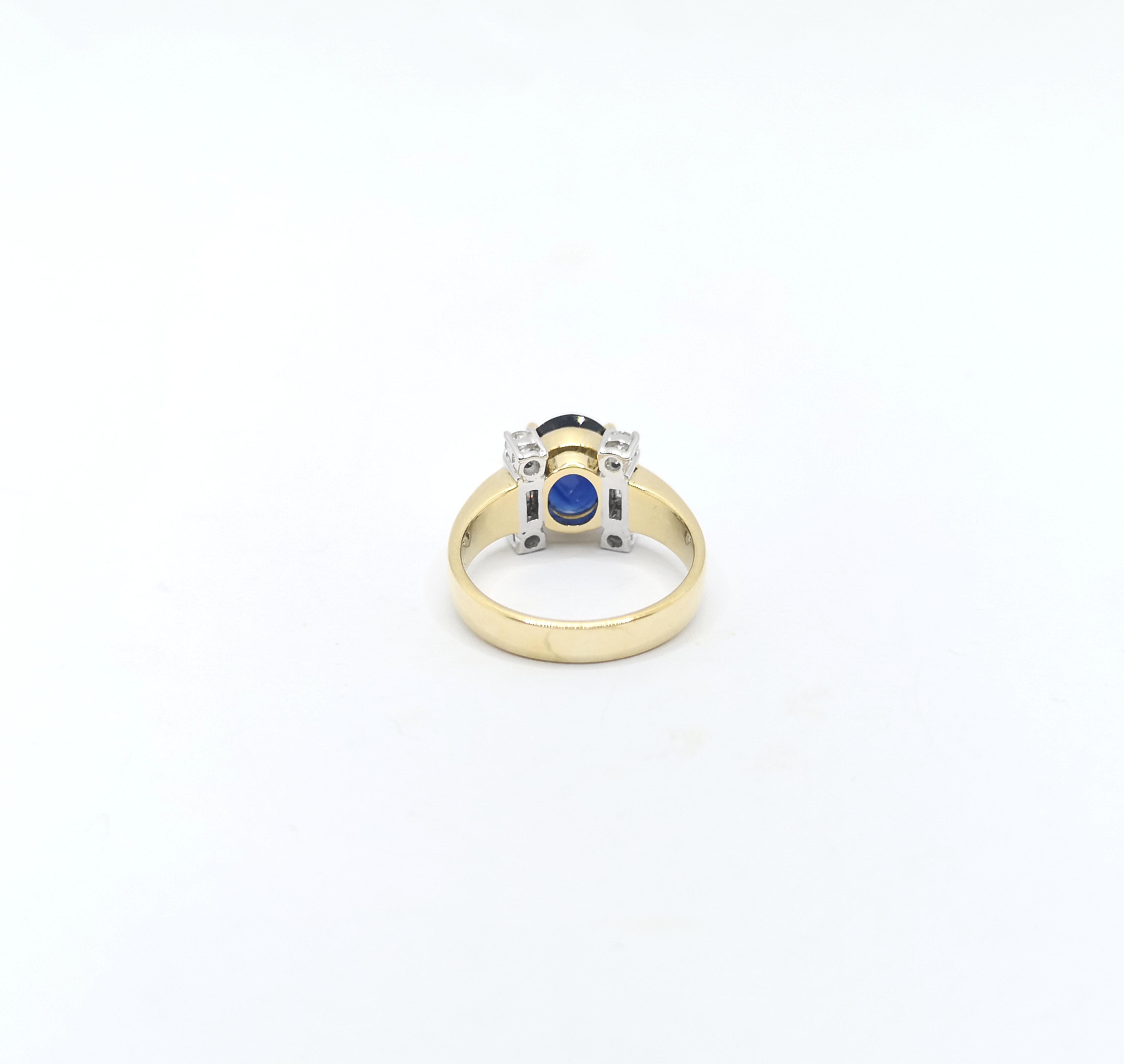 Blauer Saphir mit Diamantring in 18 Karat Goldfassungen gefasst im Angebot 5