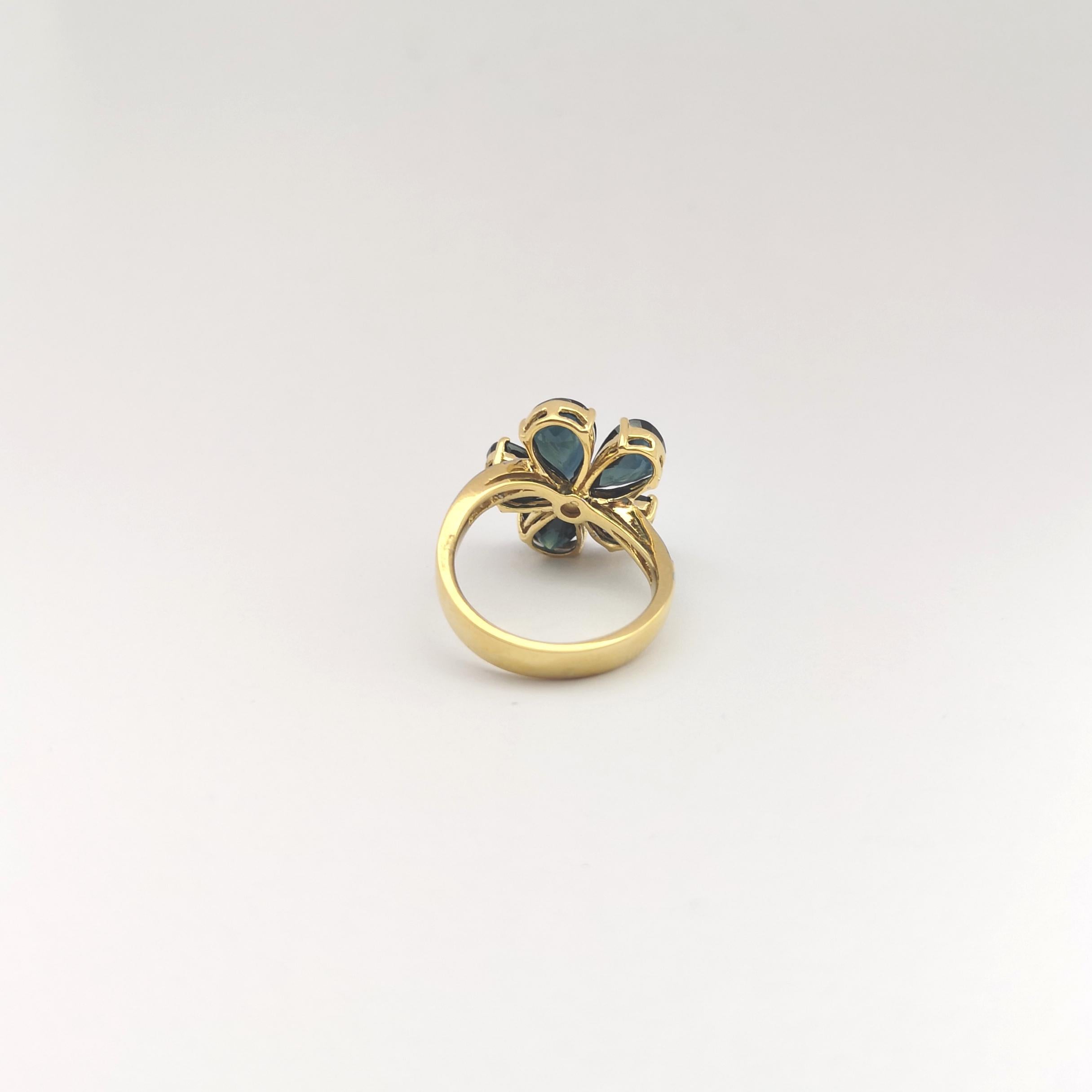 Blauer Saphir mit Diamantring in 18 Karat Goldfassungen gefasst im Angebot 5