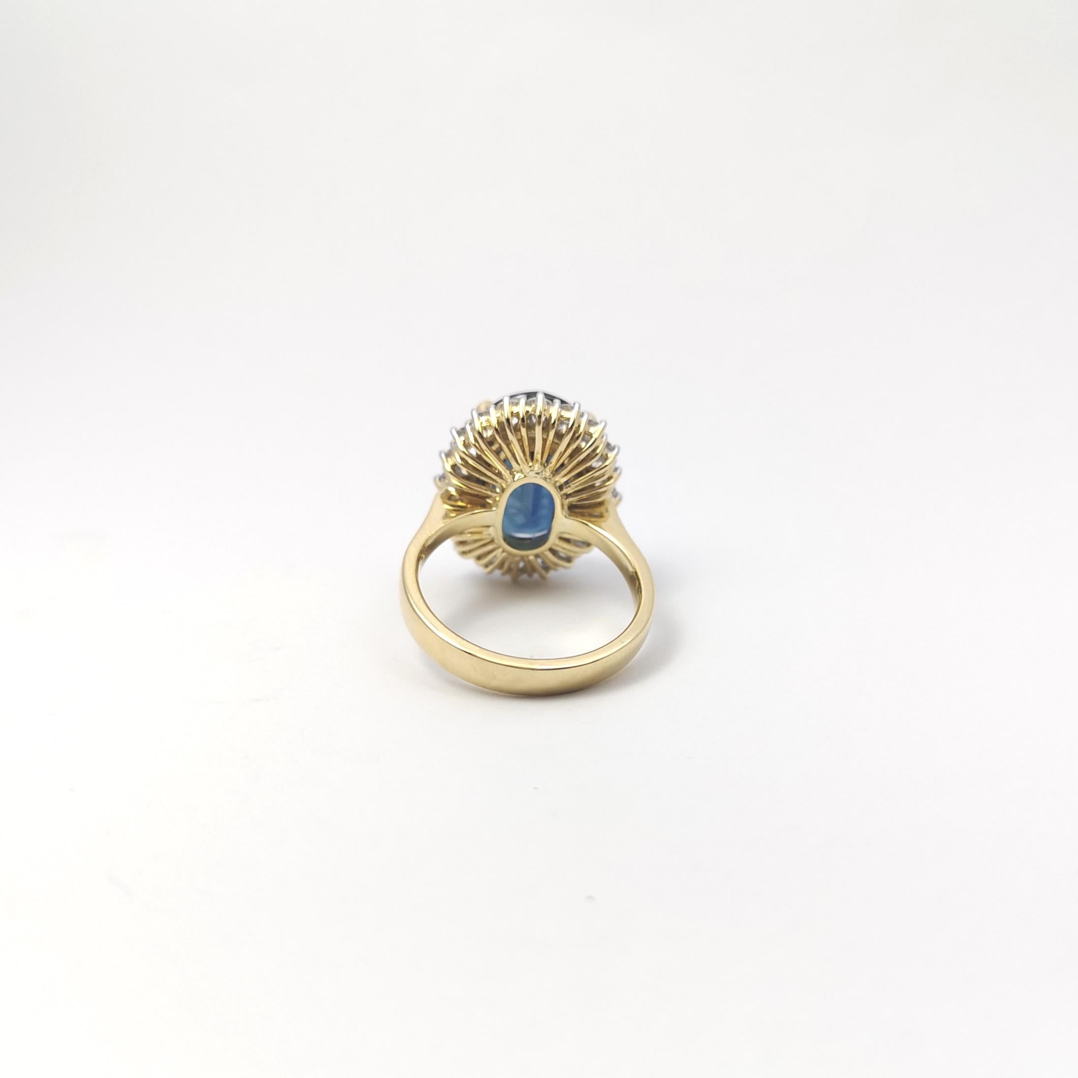 Bague en or 18 carats avec saphir bleu et diamant en vente 5