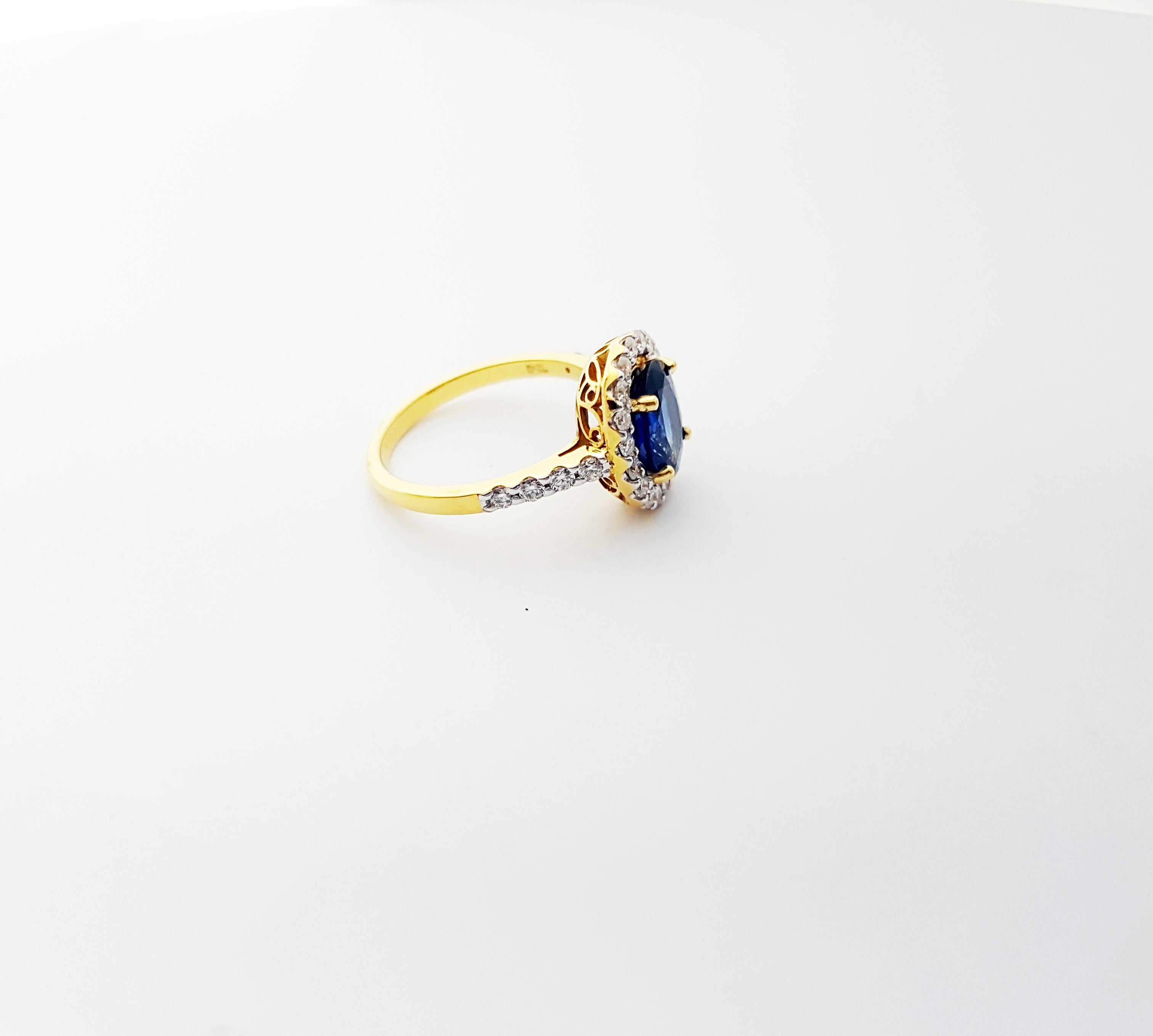 Anello con zaffiro blu e diamante incastonato in oro 18K in vendita 6