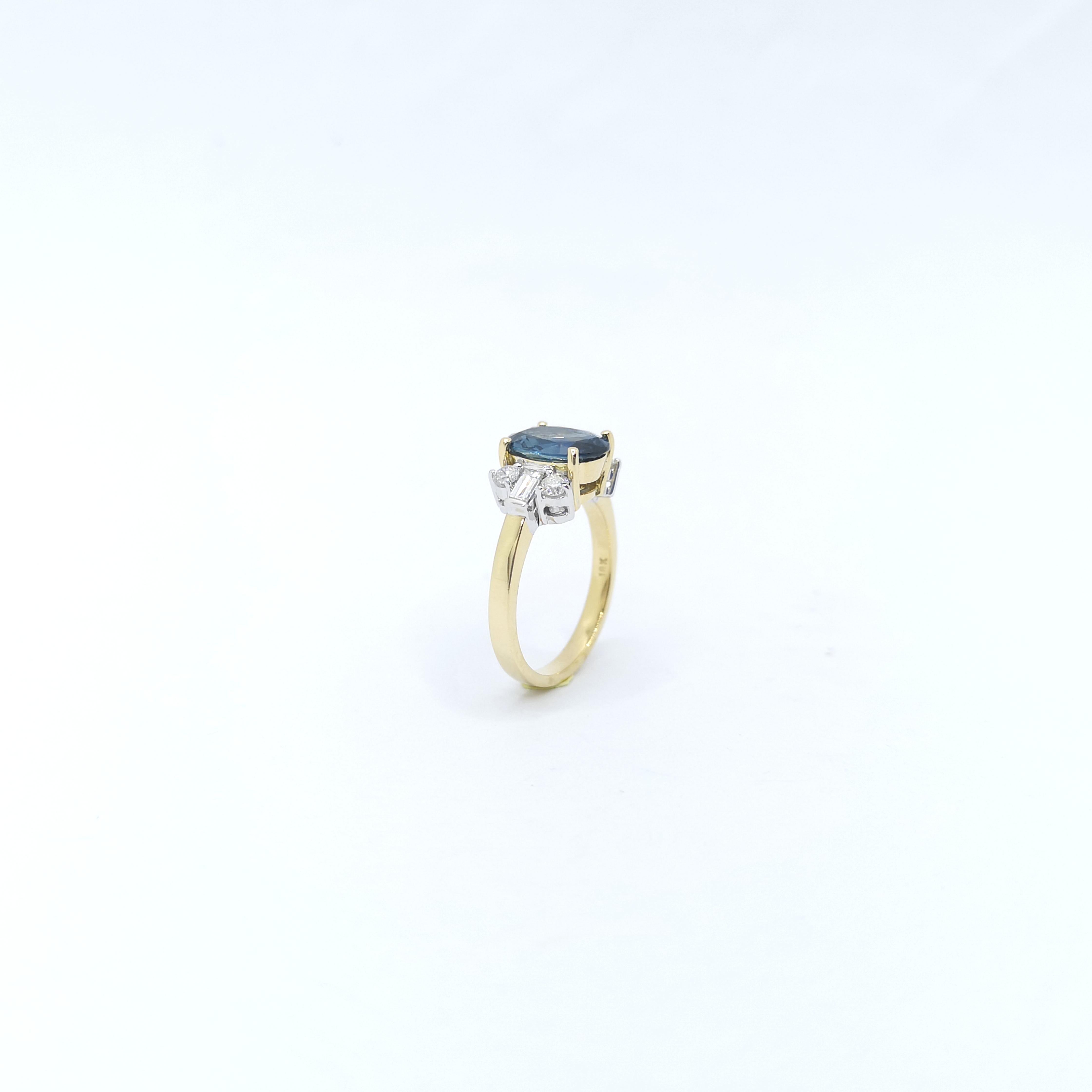 Blauer Saphir mit Diamantring in 18 Karat Goldfassungen gefasst im Angebot 7