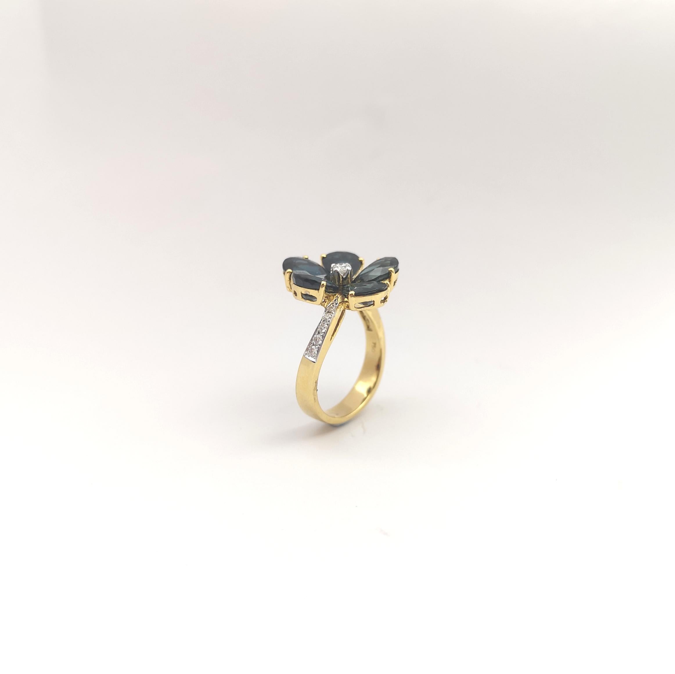 Blauer Saphir mit Diamantring in 18 Karat Goldfassungen gefasst im Angebot 7