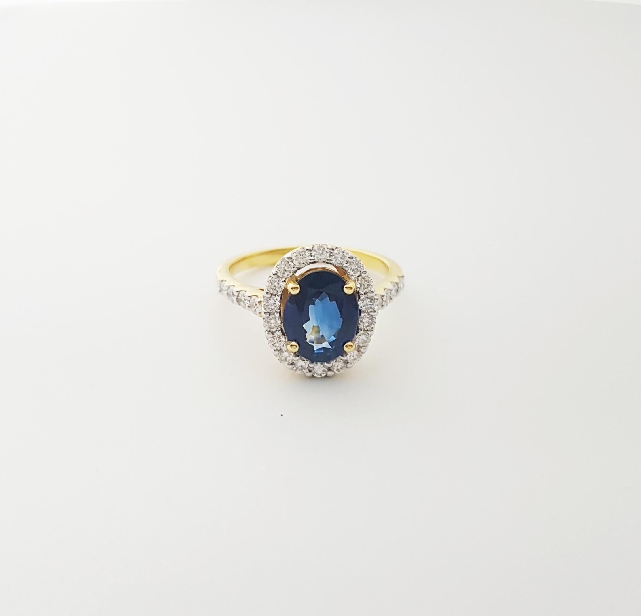 Anello con zaffiro blu e diamante incastonato in oro 18K in vendita 7
