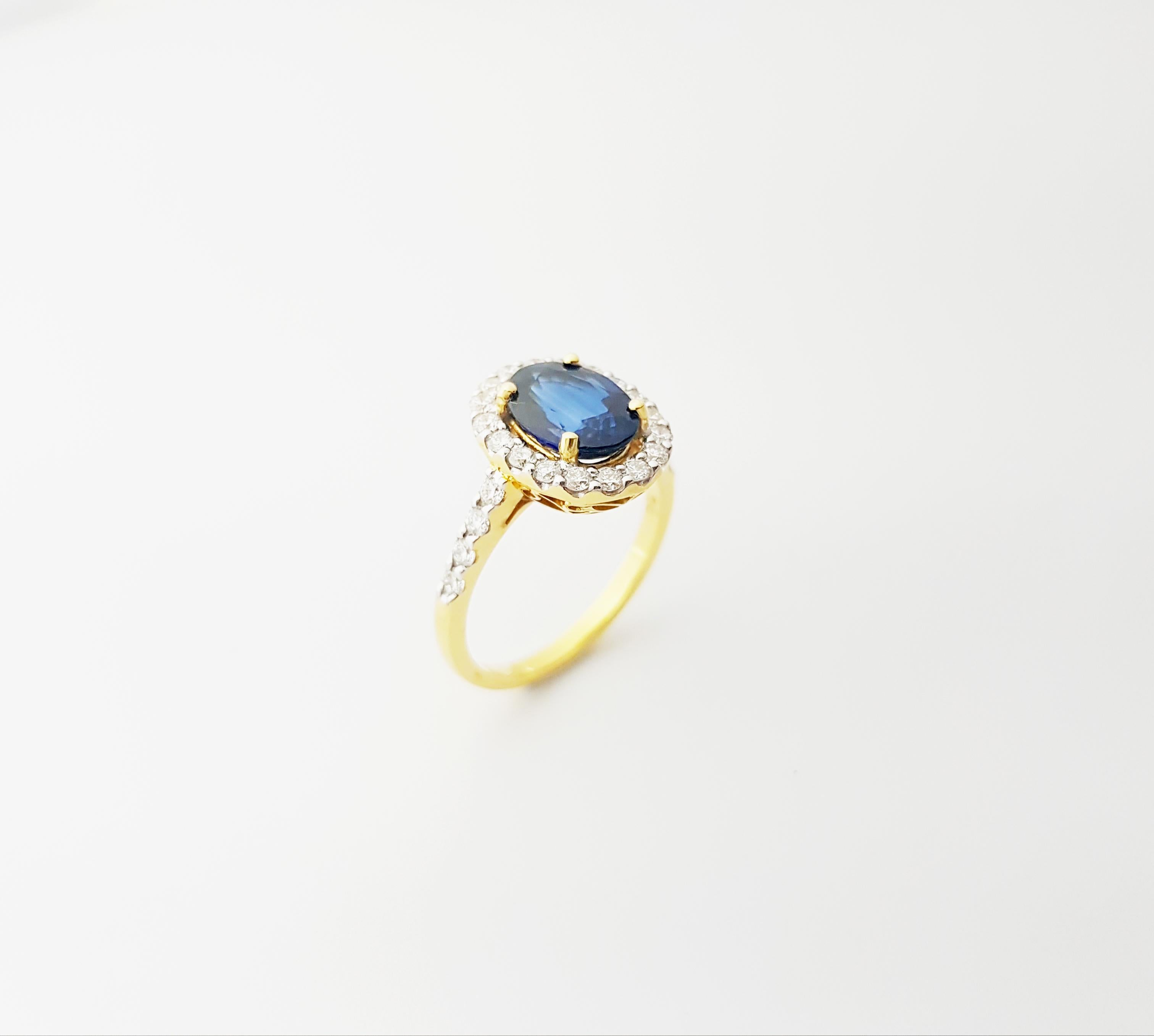 Anello con zaffiro blu e diamante incastonato in oro 18K in vendita 8