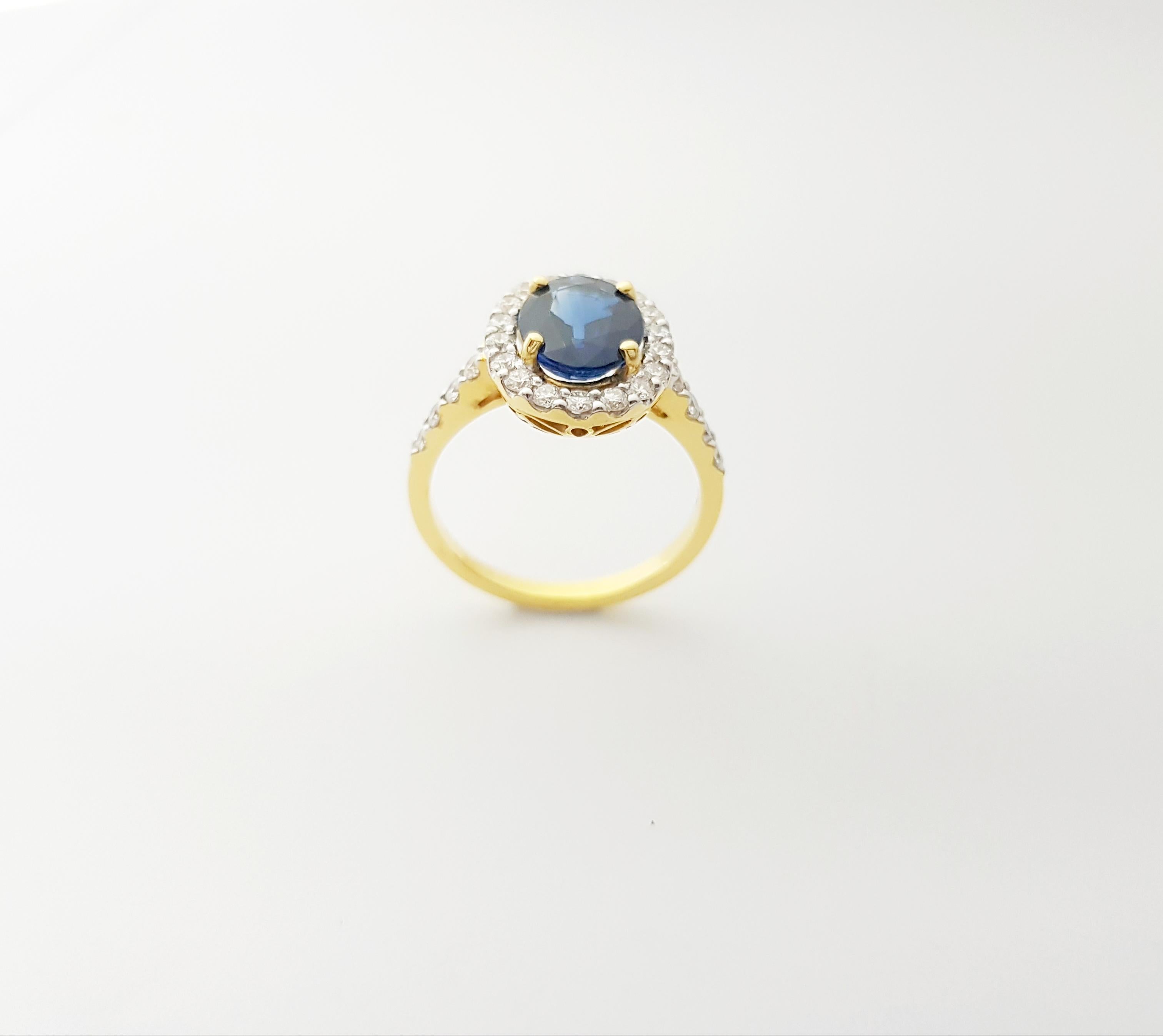 Anello con zaffiro blu e diamante incastonato in oro 18K in vendita 9
