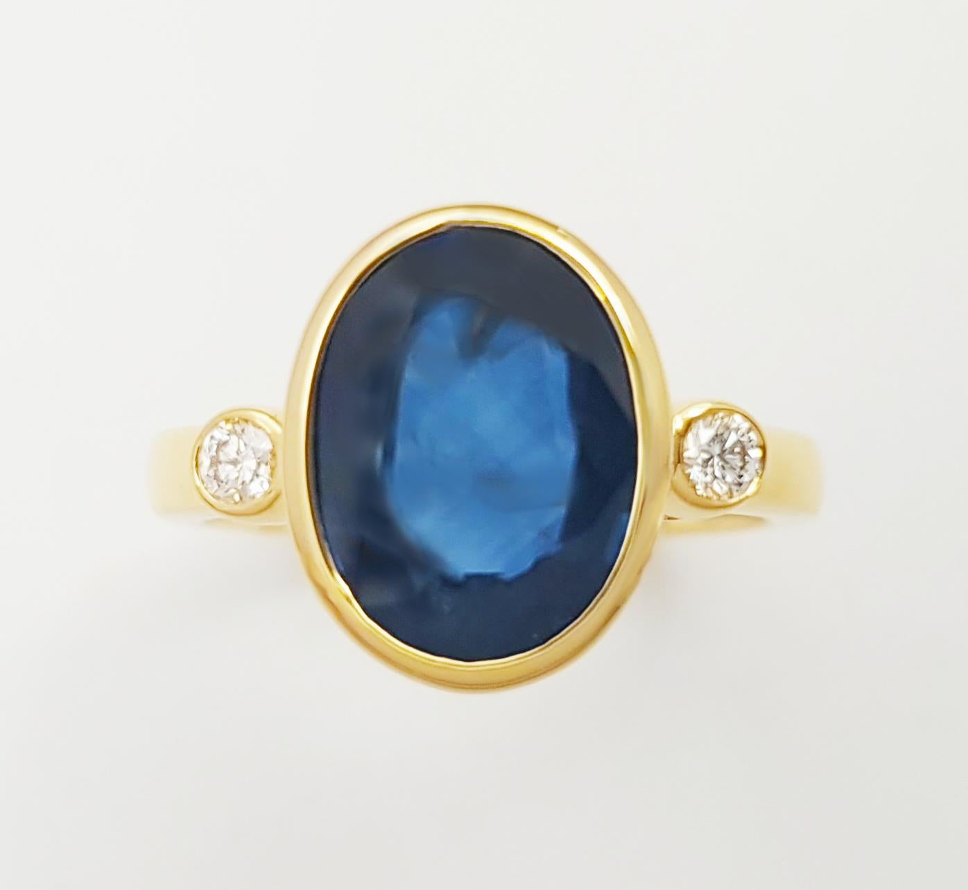 Blauer Saphir mit Diamantring in 18 Karat Goldfassungen gefasst im Angebot 9