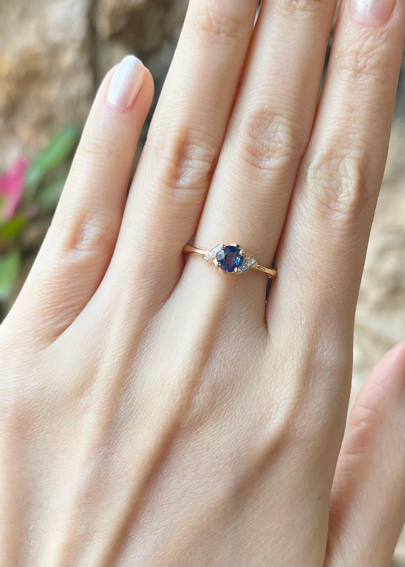 Blue Sapphire 0.59 carat with Diamond 0.03 carat Ring set in 18K Gold Settings

Width:  0.5 cm 
Length: 0.5 cm
Ring Size: 52
Total Weight: 2.72 grams


