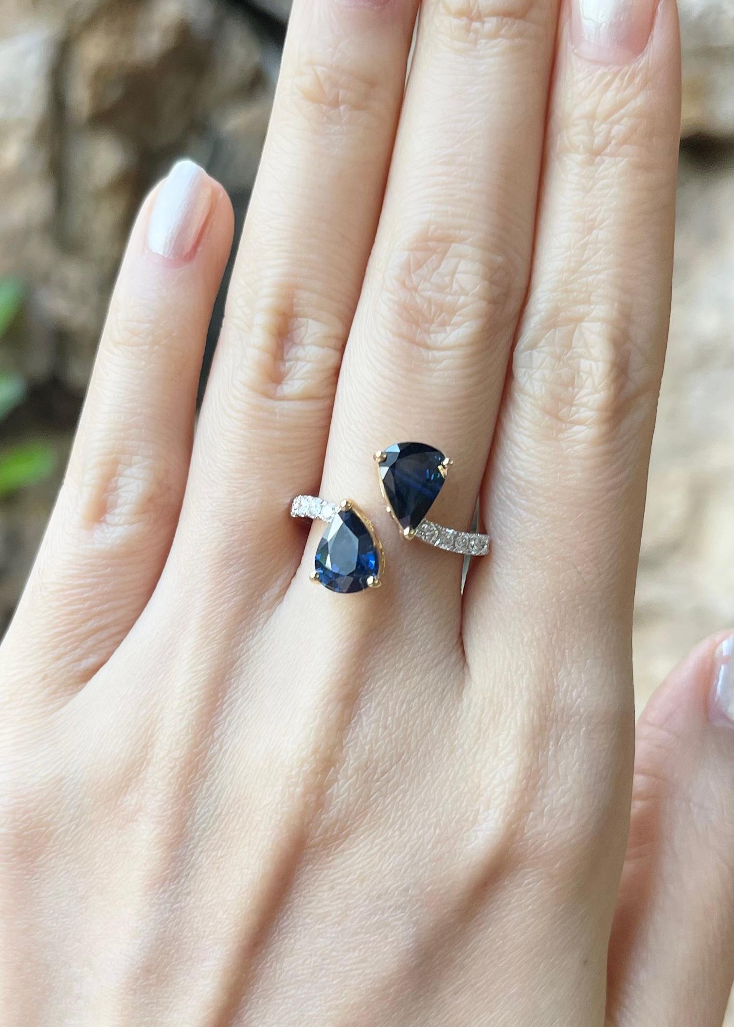 Blue Sapphire 3.24 carats with Diamond 0.28 carat Ring set in 18K Gold Settings

Width:  1.2 cm 
Length: 1.6 cm
Ring Size: 54
Total Weight: 5.24 grams

