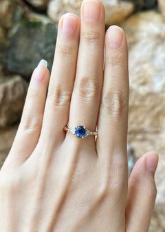 Blue Sapphire with Diamond Ring set in 18K Gold Settings