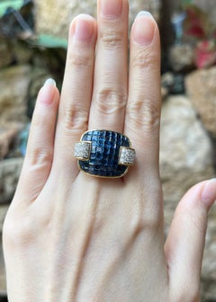 Blue Sapphire with Diamond Ring set in 18K Gold Settings