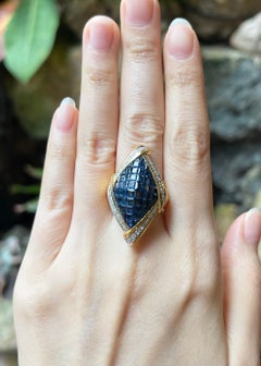 Blue Sapphire with Diamond Ring set in 18K Gold Settings