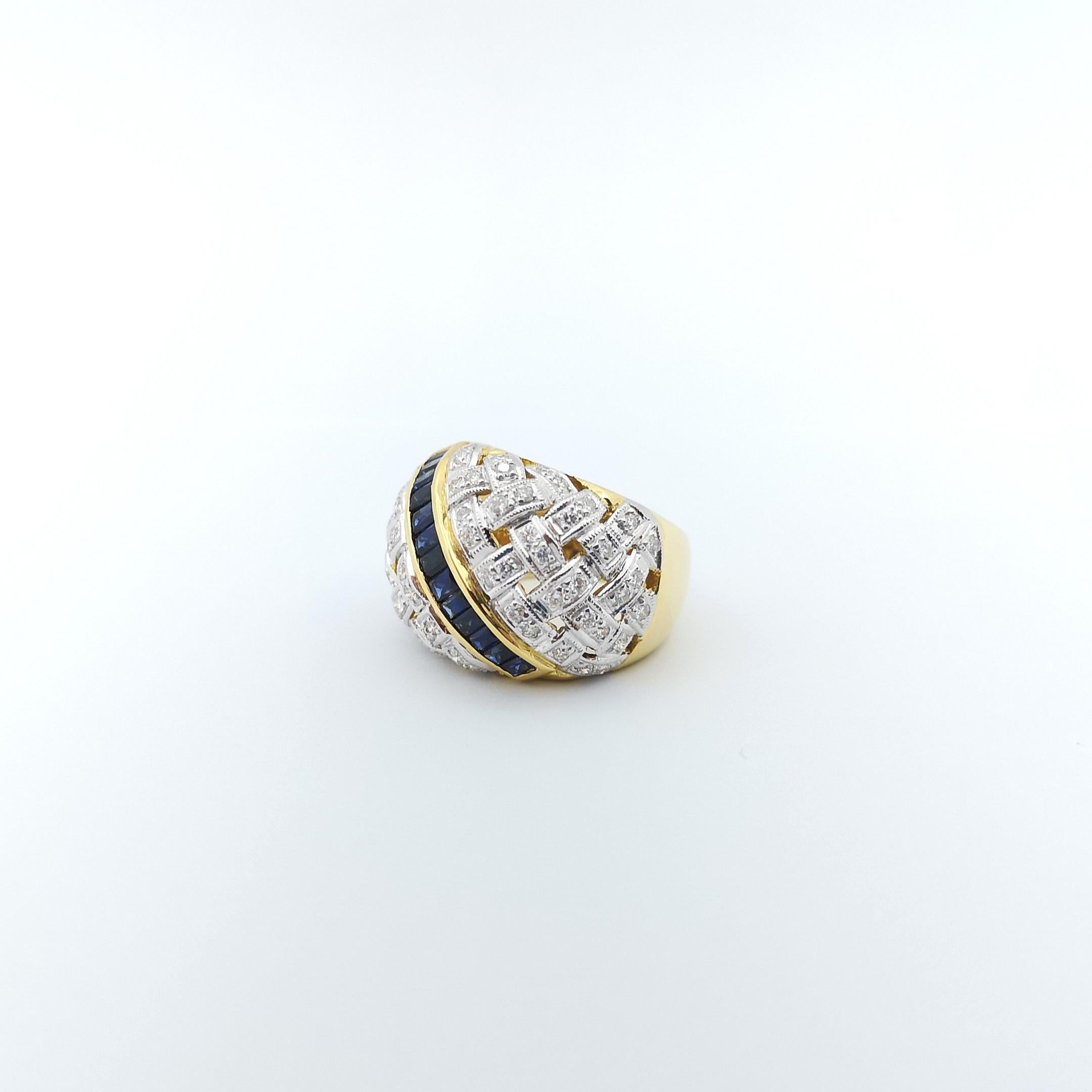 Blue Sapphire with Diamond Ring set in 18K Gold Settings For Sale 2