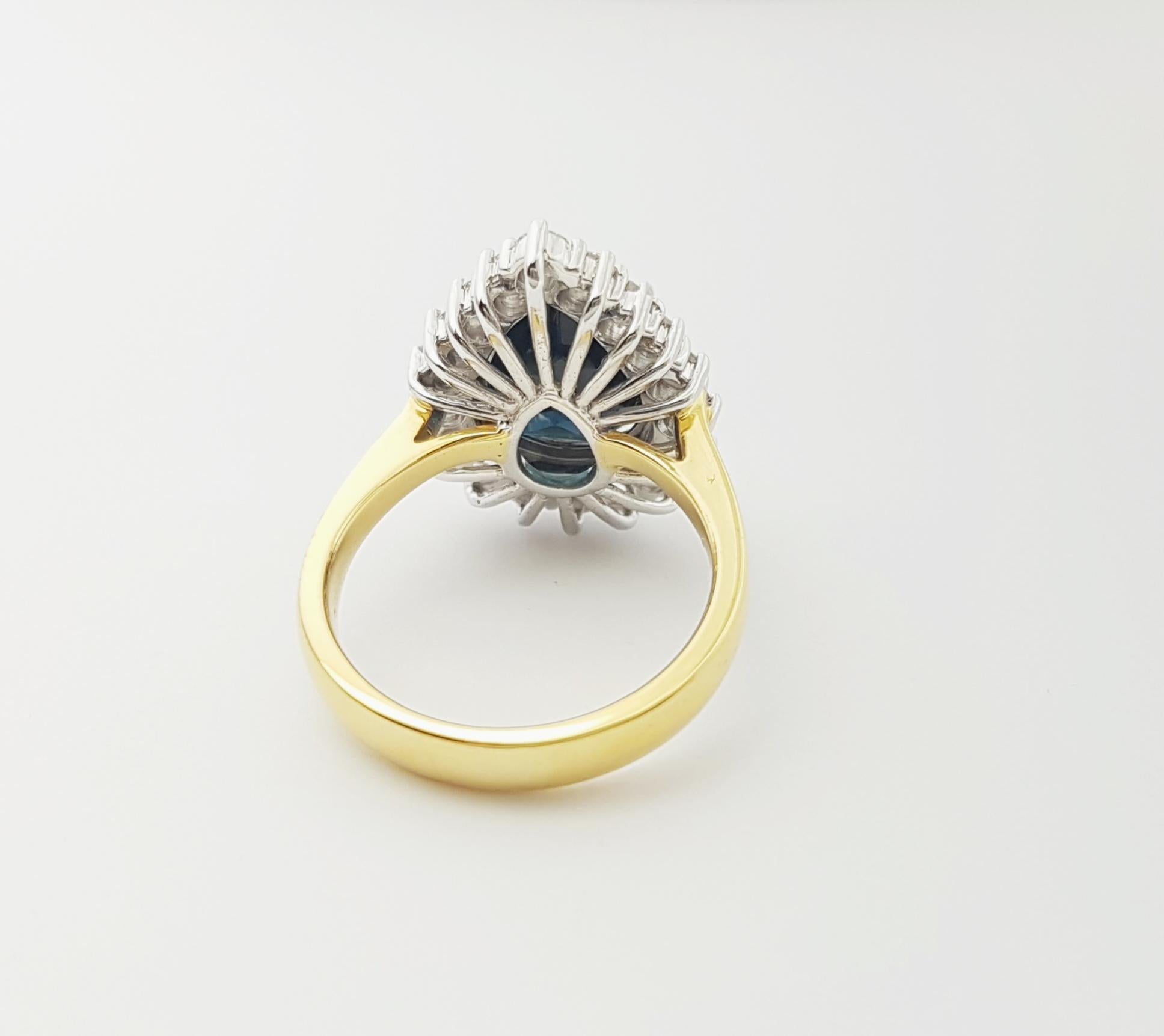Anello con zaffiro blu e diamante incastonato in oro 18K in vendita 2