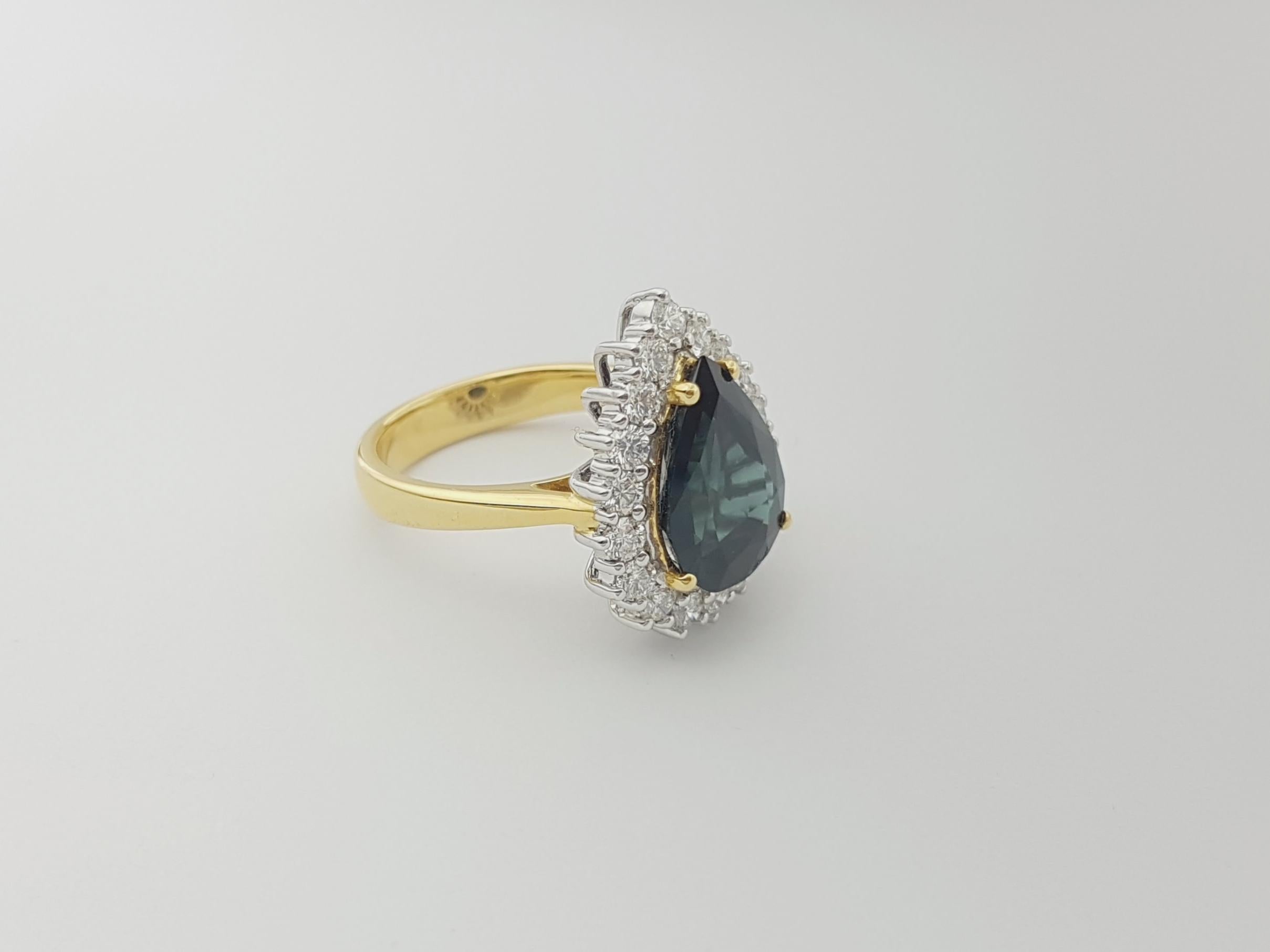 Anello con zaffiro blu e diamante incastonato in oro 18K in vendita 3