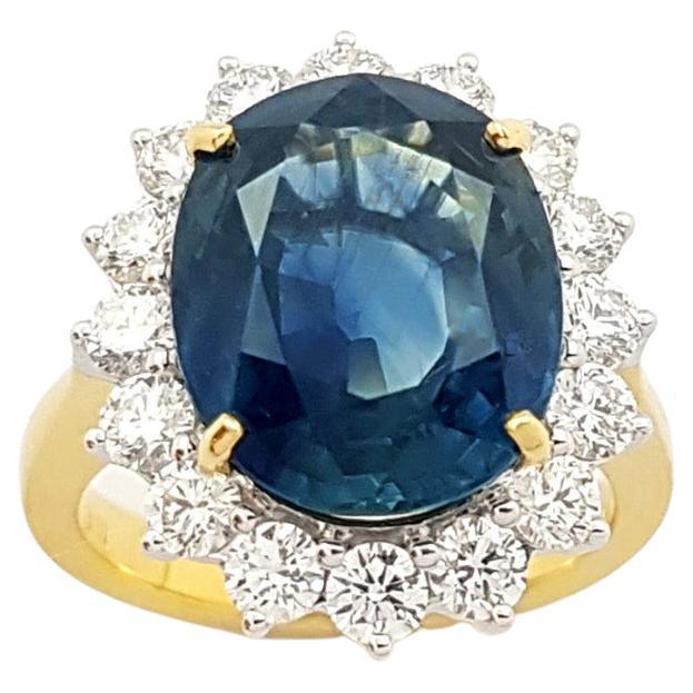 Blue Sapphire with Diamond Ring set in 18K Gold Settings