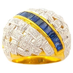 Blue Sapphire with Diamond Ring set in 18K Gold Settings
