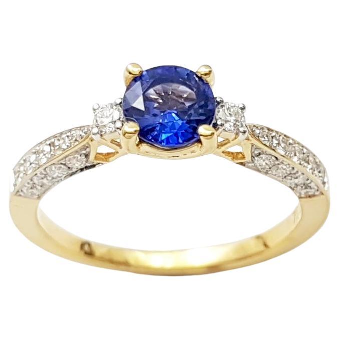 Blue Sapphire with Diamond Ring set in 18K Gold Settings