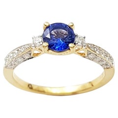 Blue Sapphire with Diamond Ring set in 18K Gold Settings