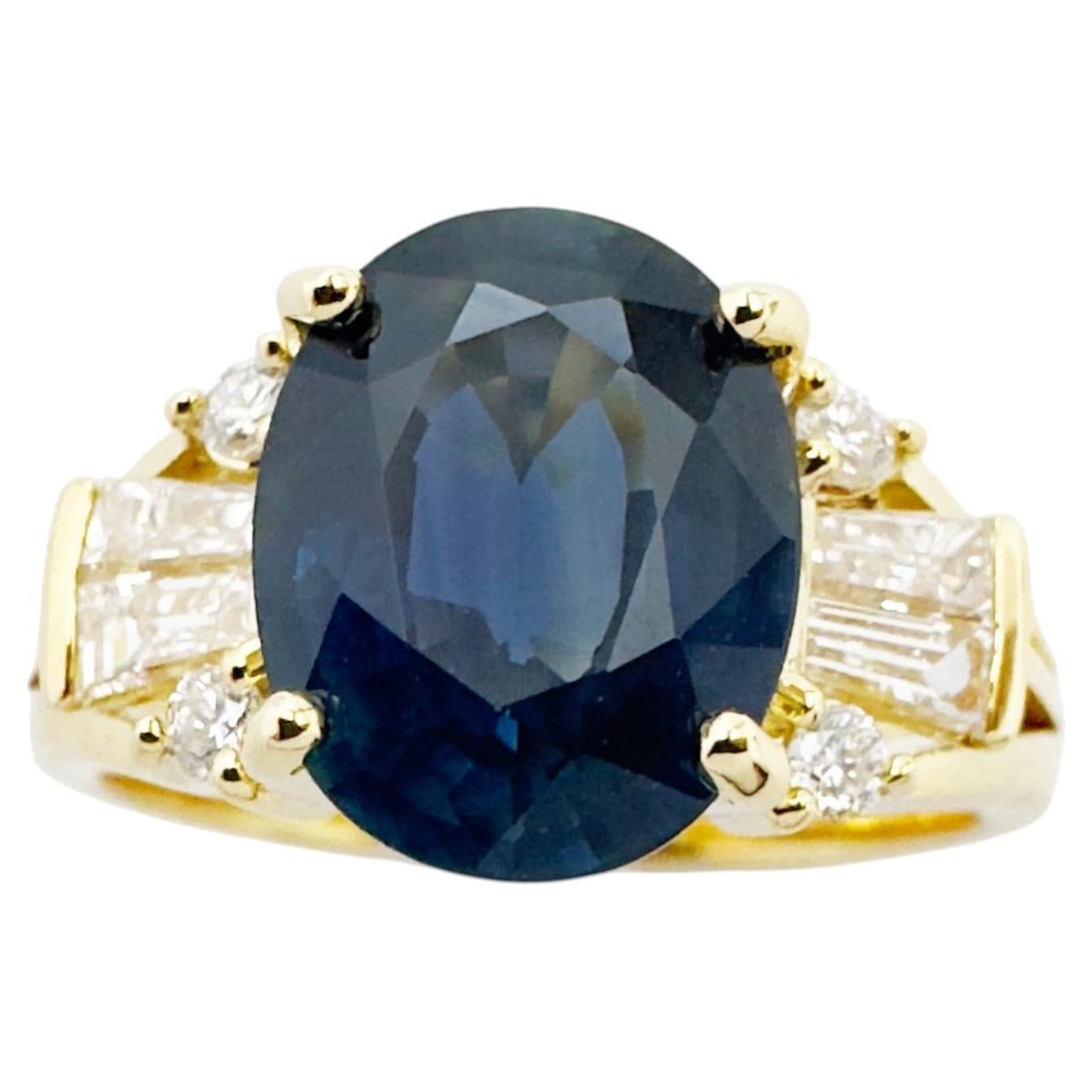 Blue Sapphire with Diamond Ring set in 18K Gold Settings