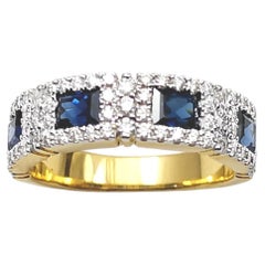 Blue Sapphire with Diamond Ring set in 18K Gold Settings