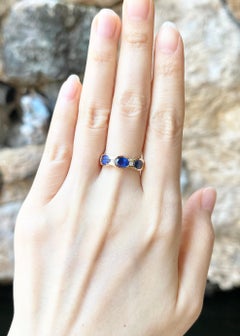 Blue Sapphire with Diamond Ring set in 18K Rose Gold Settings