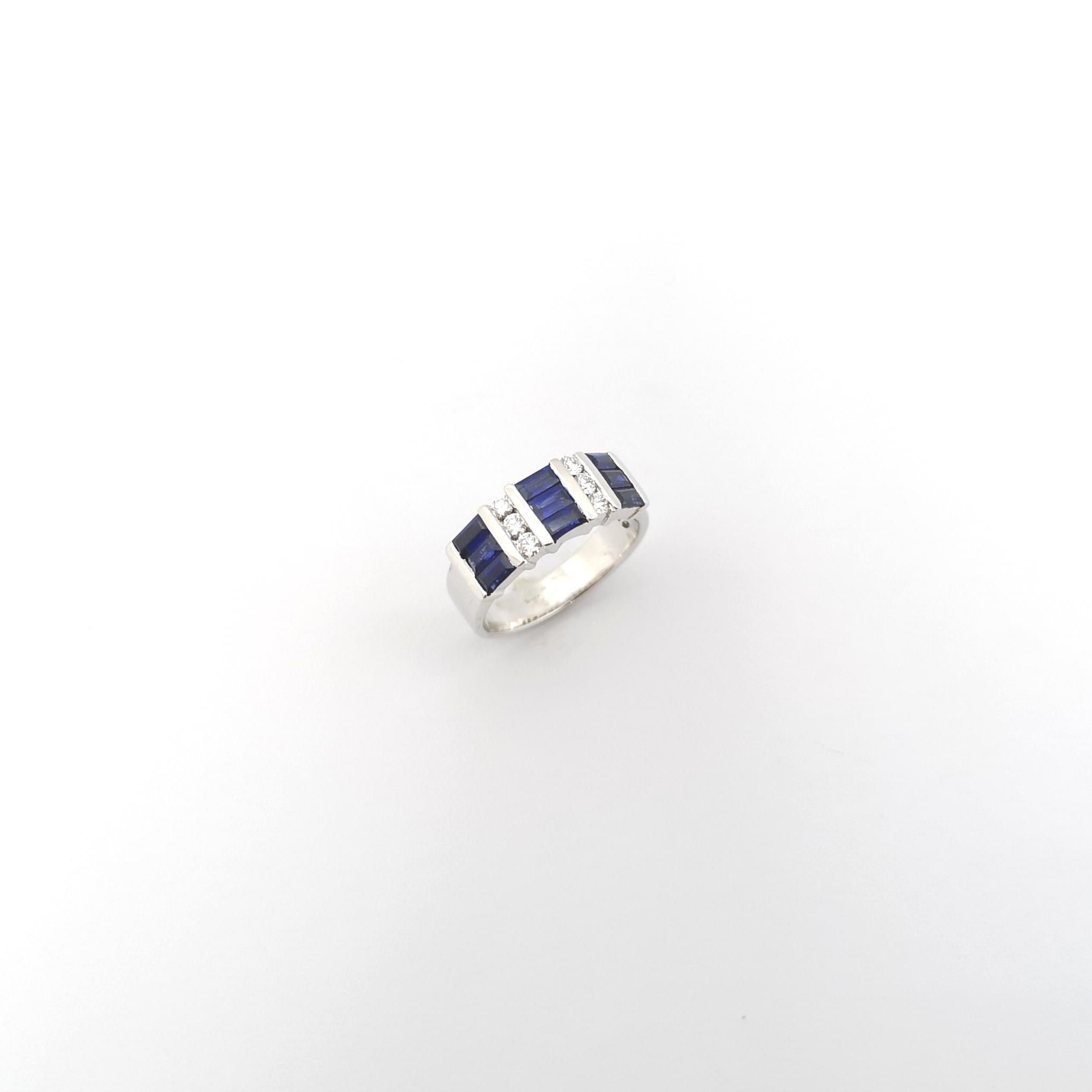 Blue Sapphire with Diamond Ring set in 18K White Gold Settings For Sale 5