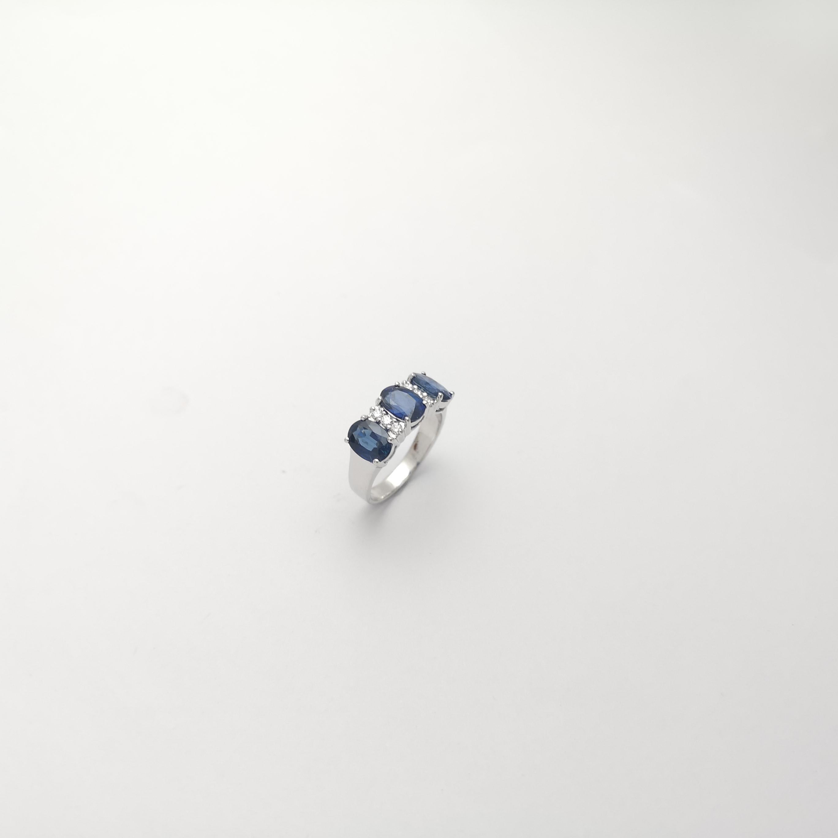 Anello con zaffiro blu e diamante con montatura in oro bianco 18 carati in vendita 5